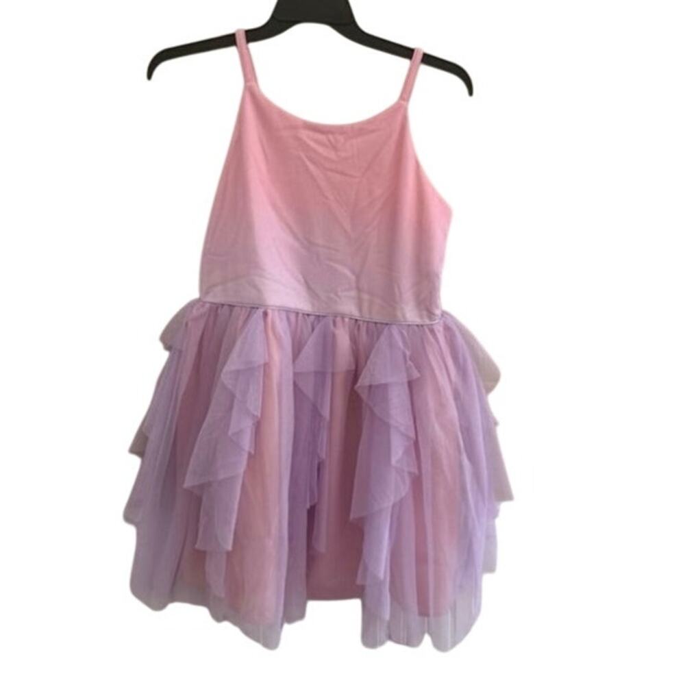 Cat & Jack Dress Girls Pink Ombre Shimmer Bodice Ruffle Pleated Size XXL (18)